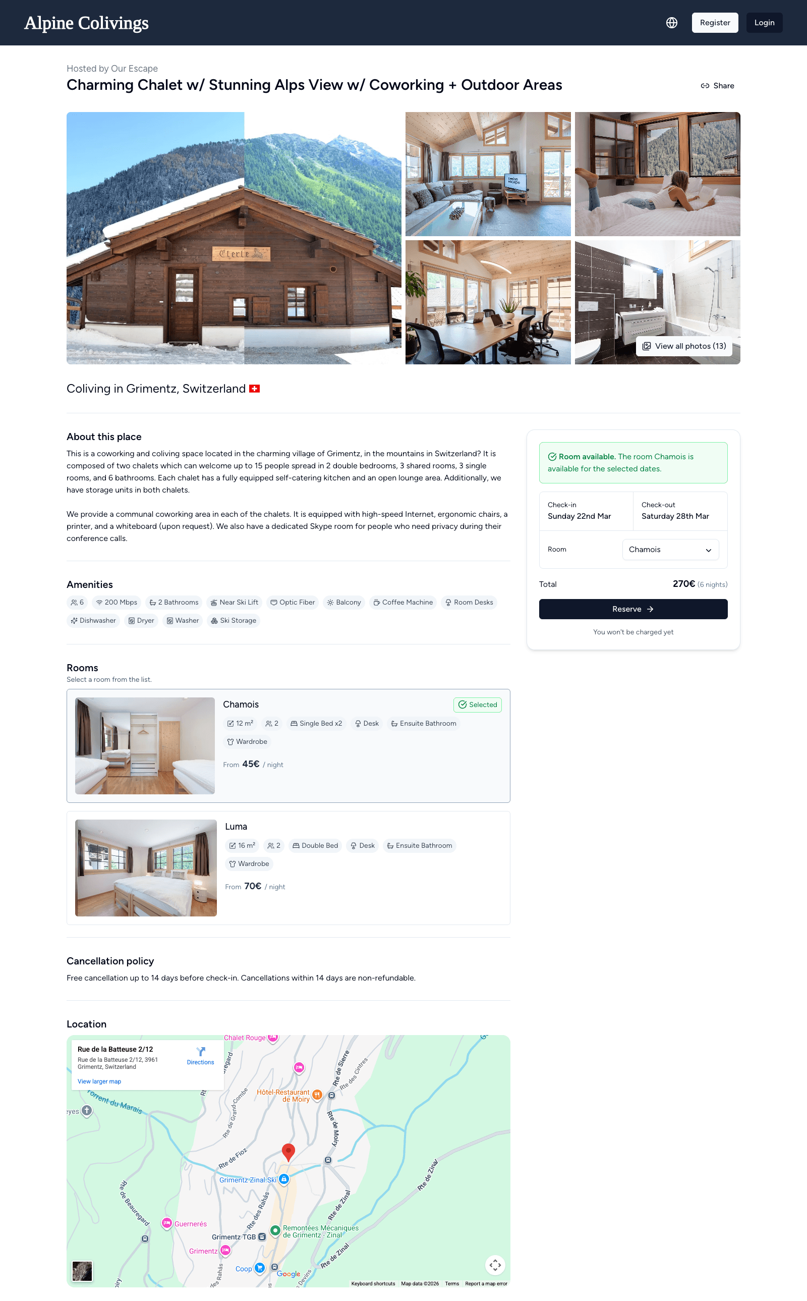 Listing page example