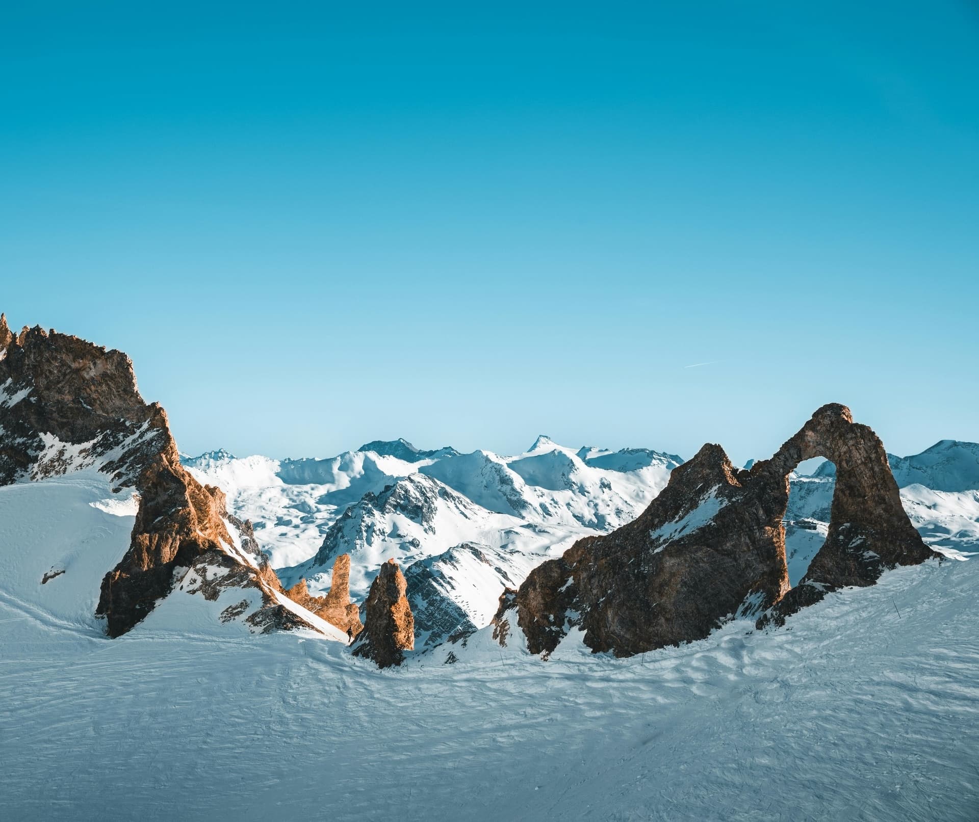 Background with snowy mountains